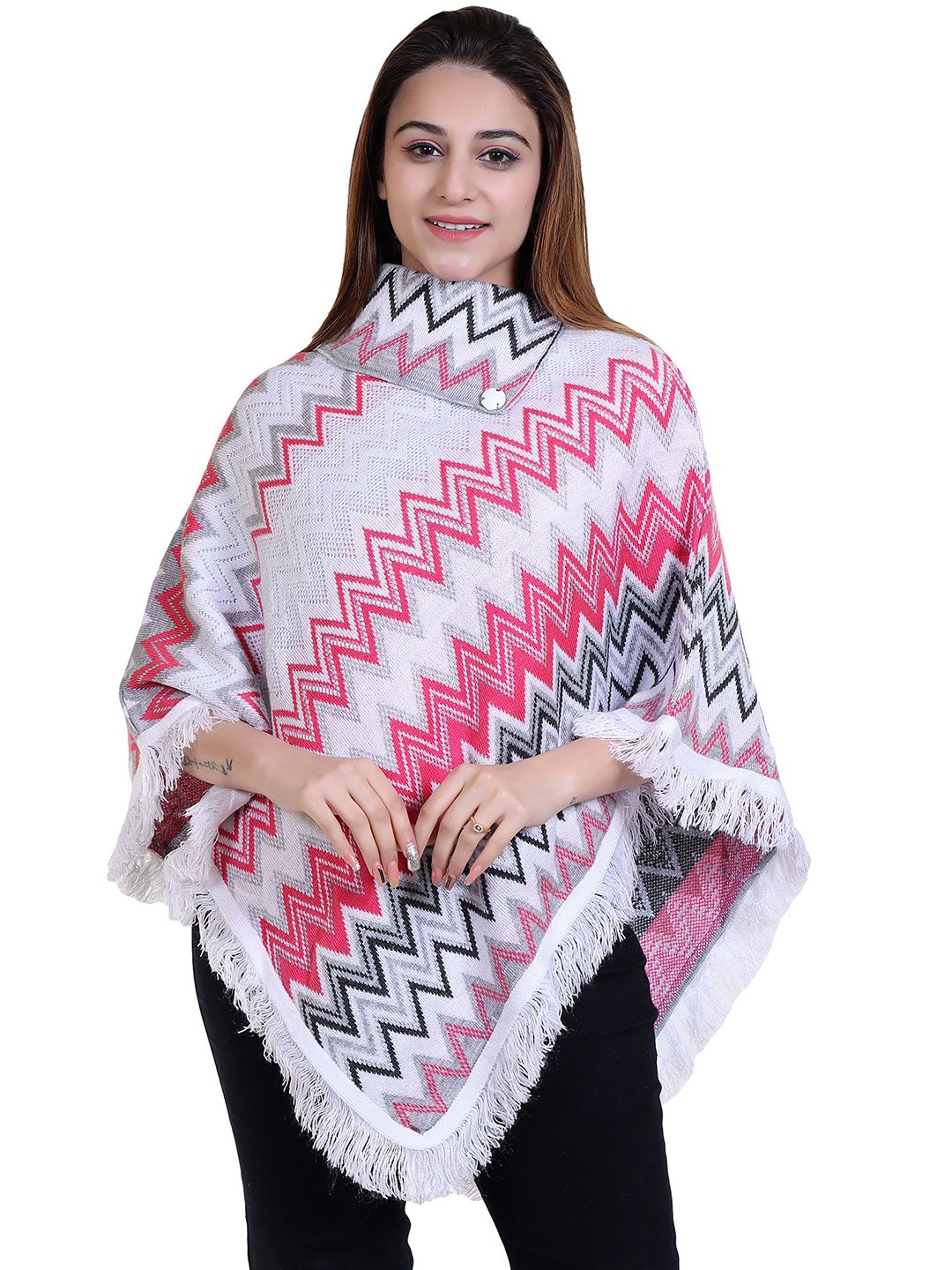 

DISCOVERYLINE Women Striped Poncho, Pink