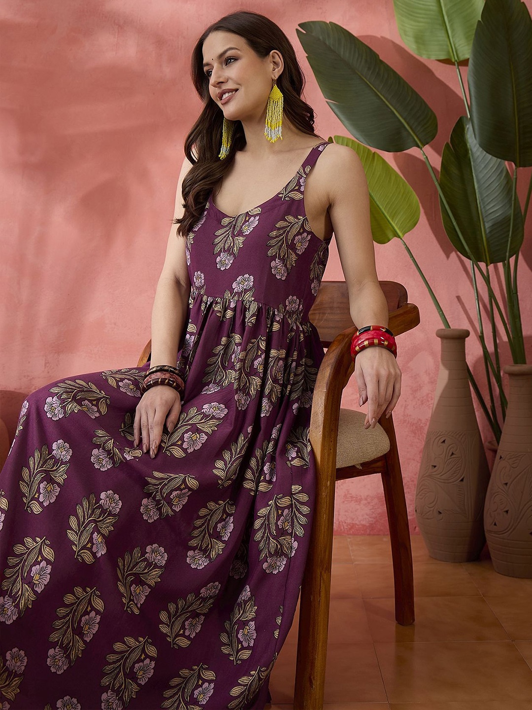 

Sangria Floral Print Maxi Dress, Purple