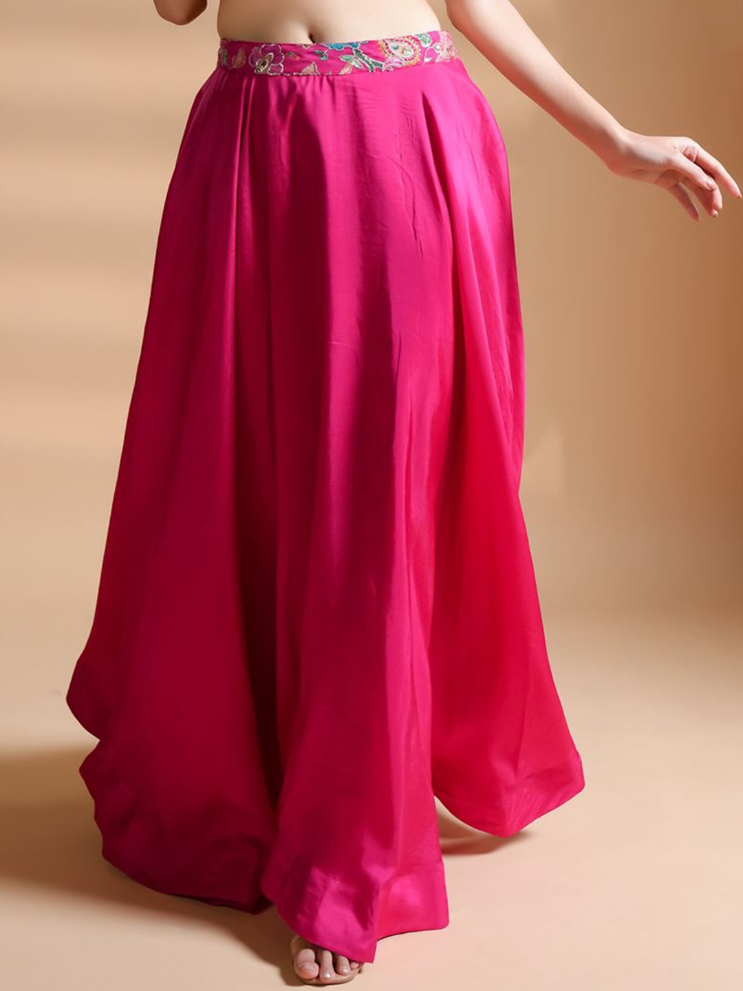 

HANDME Women Flared Maxi Skirt, Pink