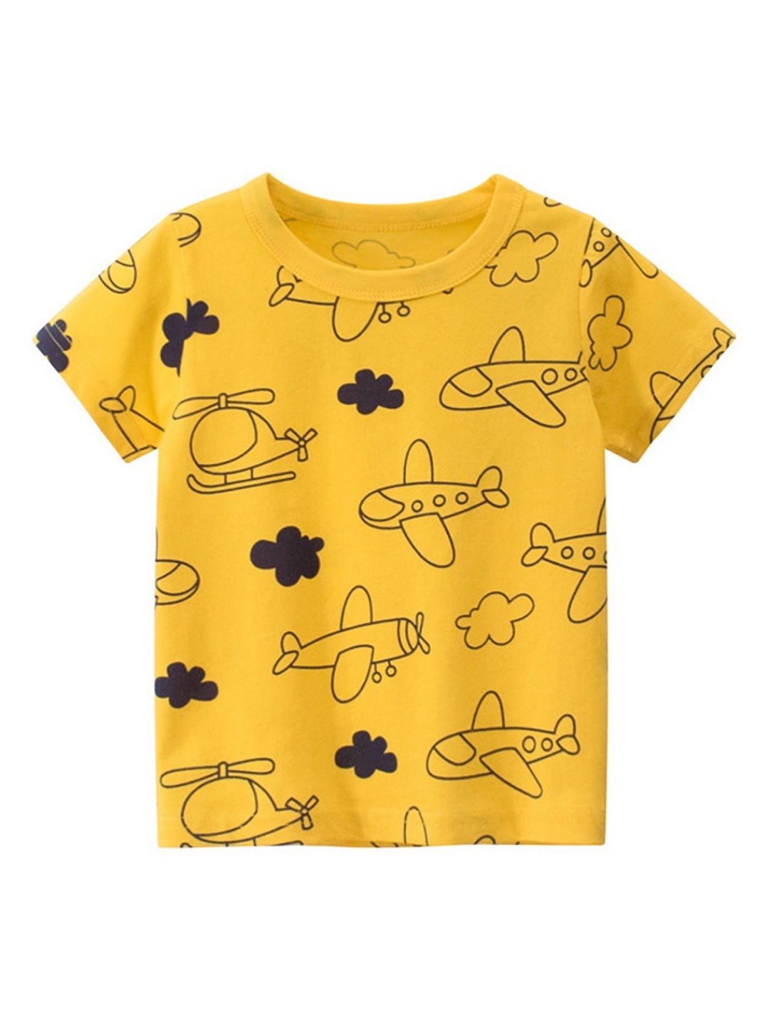 

LULU & SKY Boys Printed V-Neck Applique T-shirt, Yellow