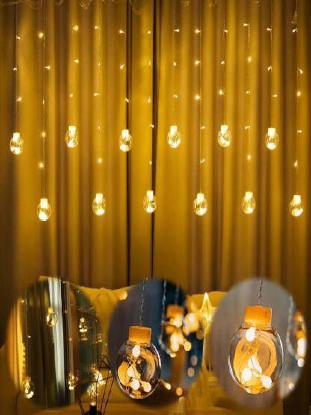 

SPARK WORLD Yellow Ball Shape LED Curtain Fairy String Lights