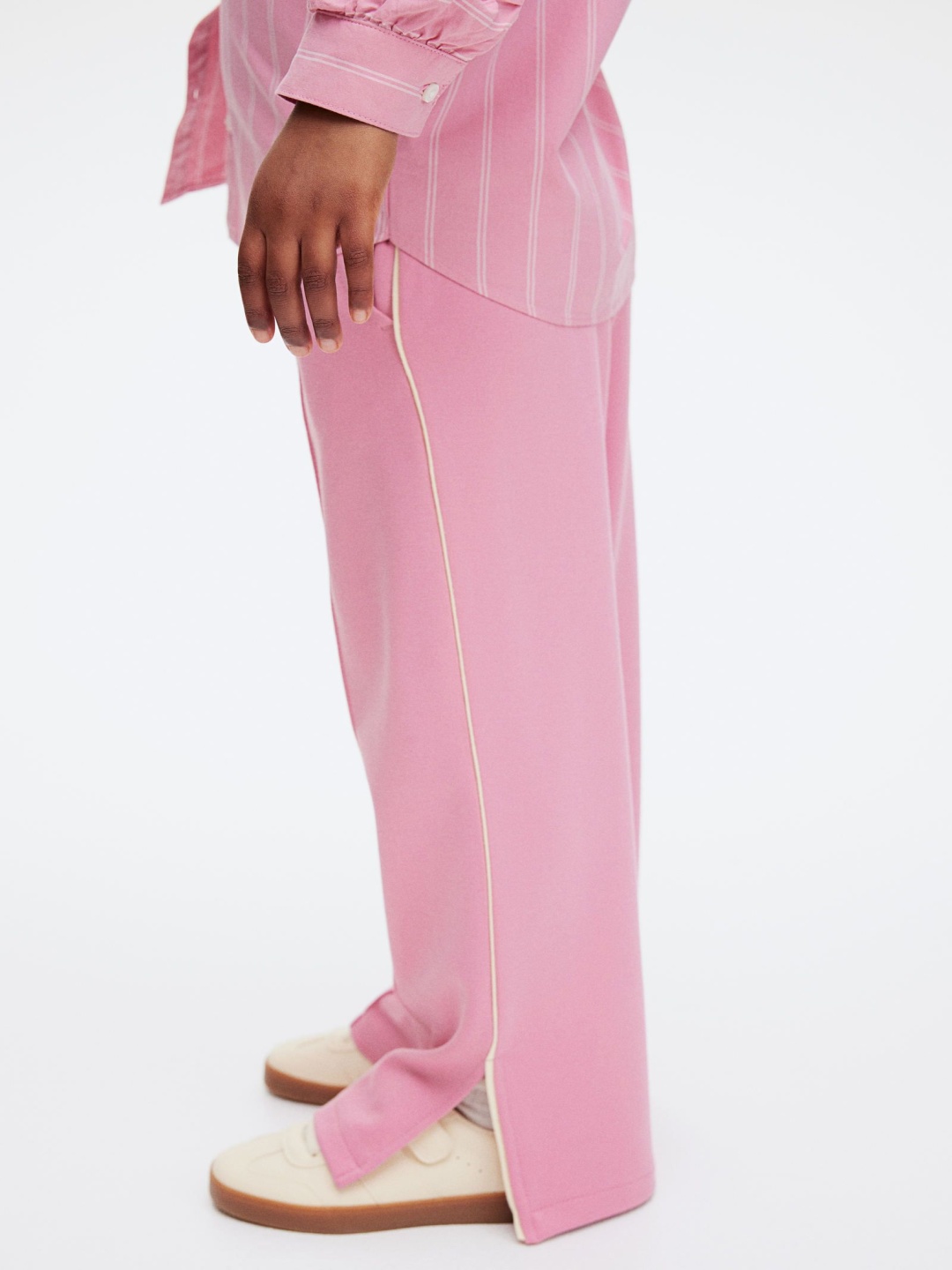 

H&M Wide Crease-Leg Trousers, Pink