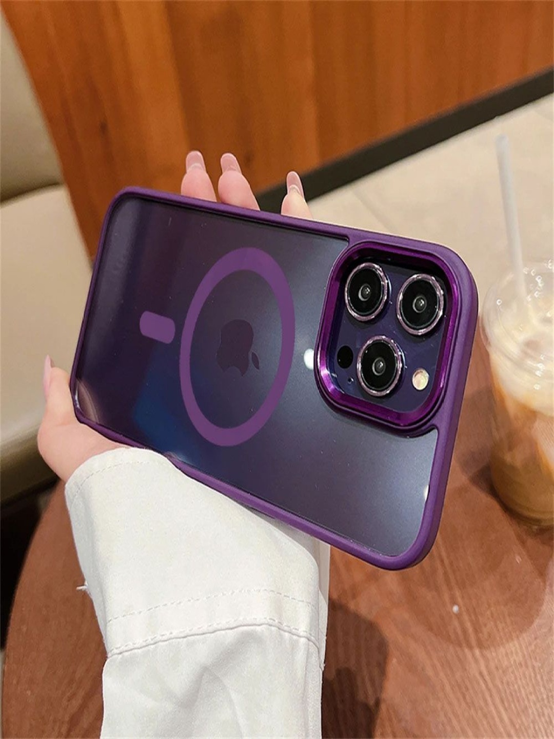 

Luxury Kase LK096 Solid iPhone 13 Pro Mag-Safe Magnetic Wireless Back Case, Purple