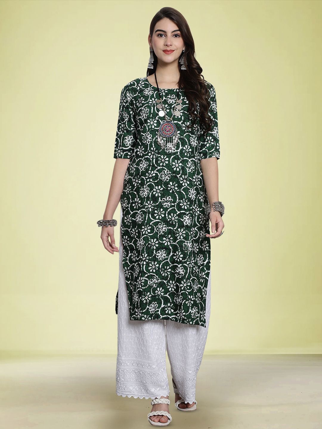 

Moda Rapido Floral Printed Straight Kurta, Green