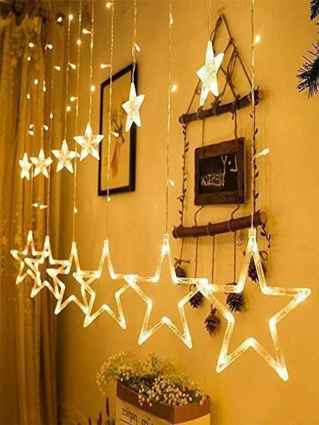 

SPARK WORLD 18 Yellow Star Shaped LED String Lights