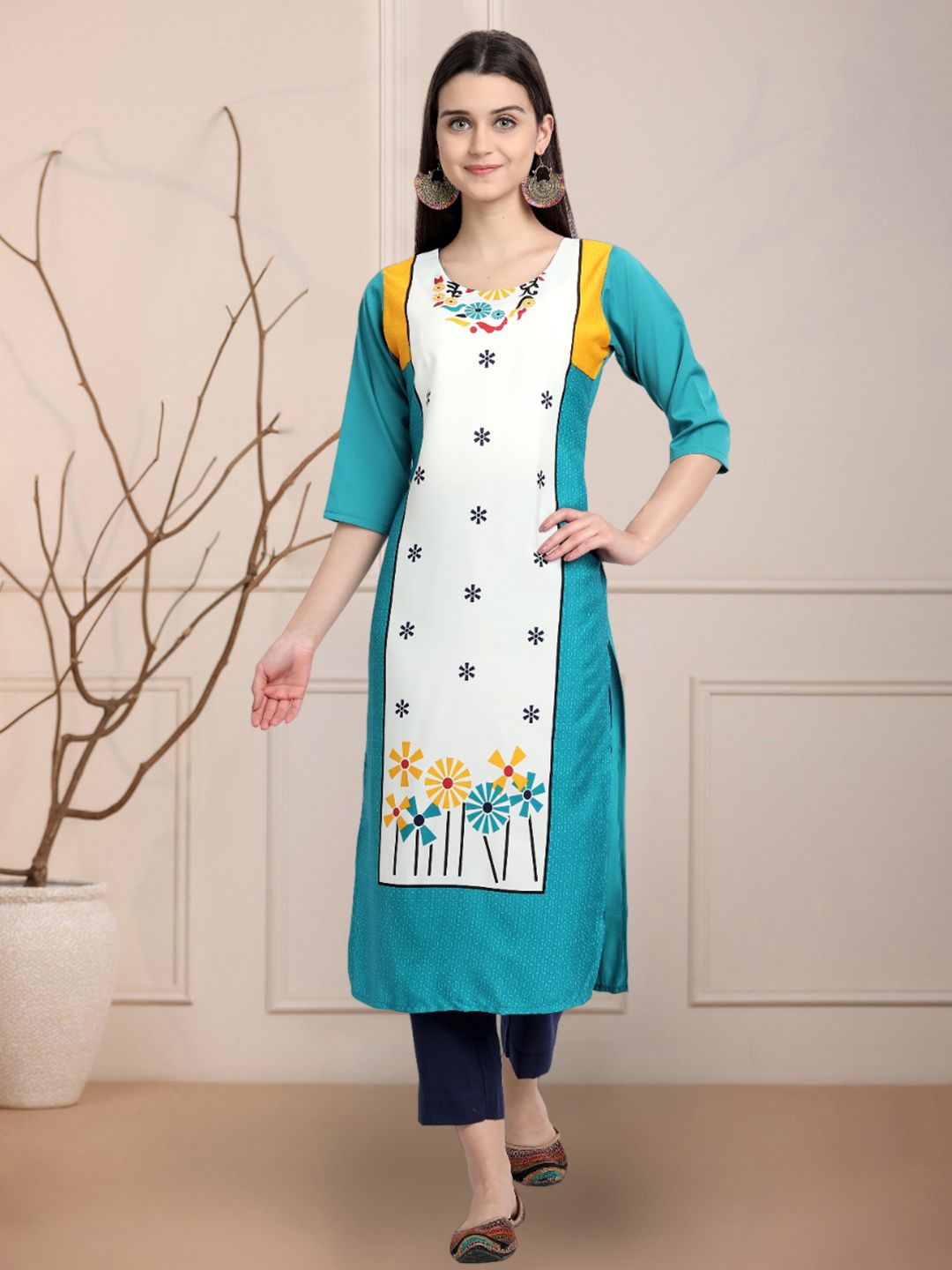 

Moda Rapido Women Printed Straight Kurta, White
