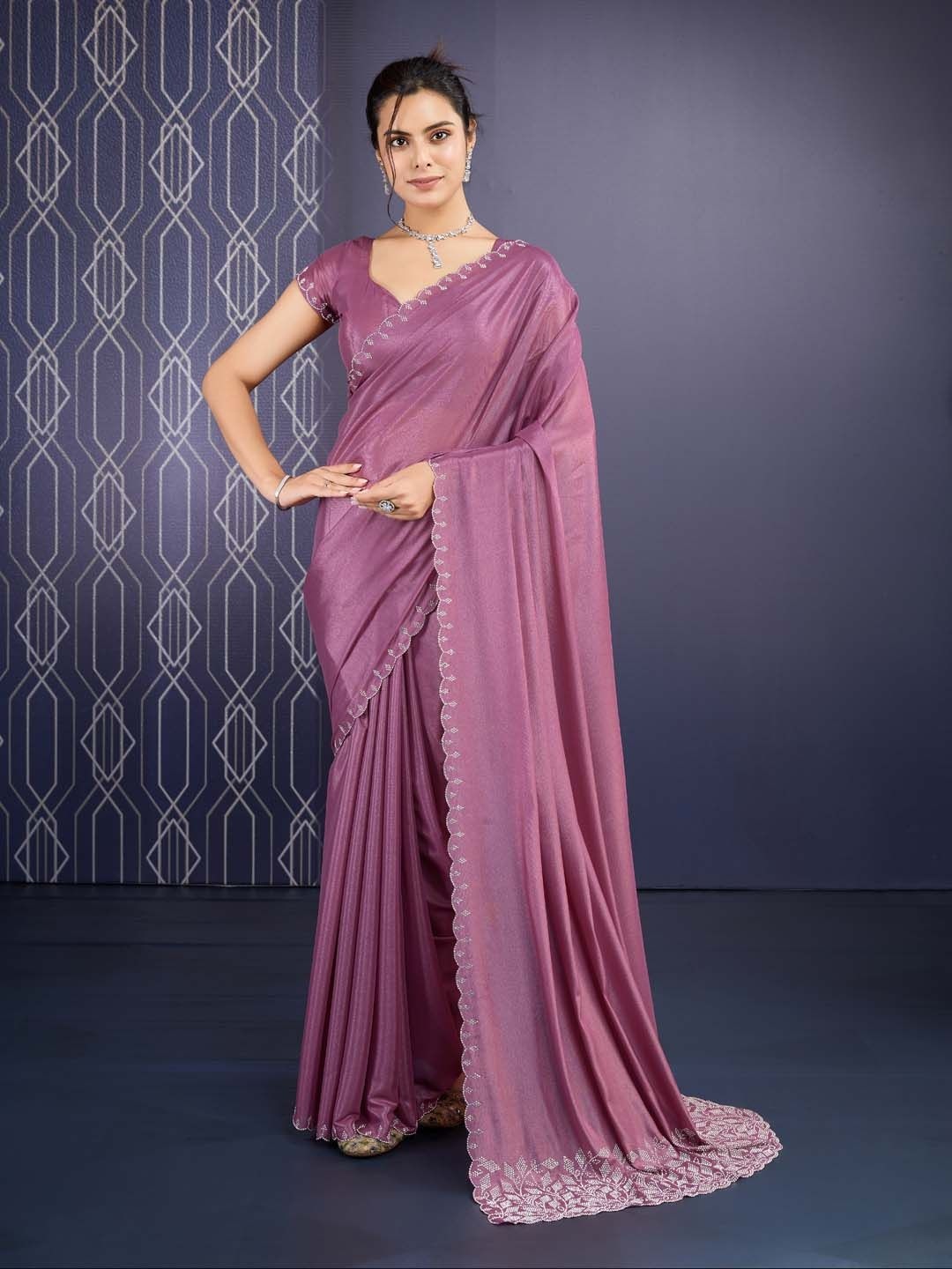 

Meena Bazaar Beads and Stones Saree, Pink