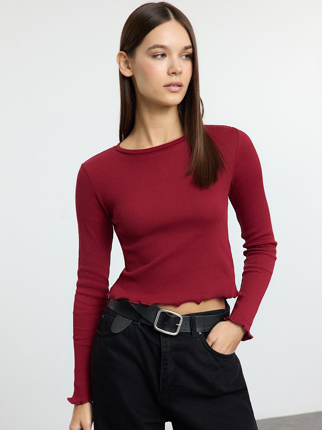

Trendyol Women Cotton Crop Top, Na