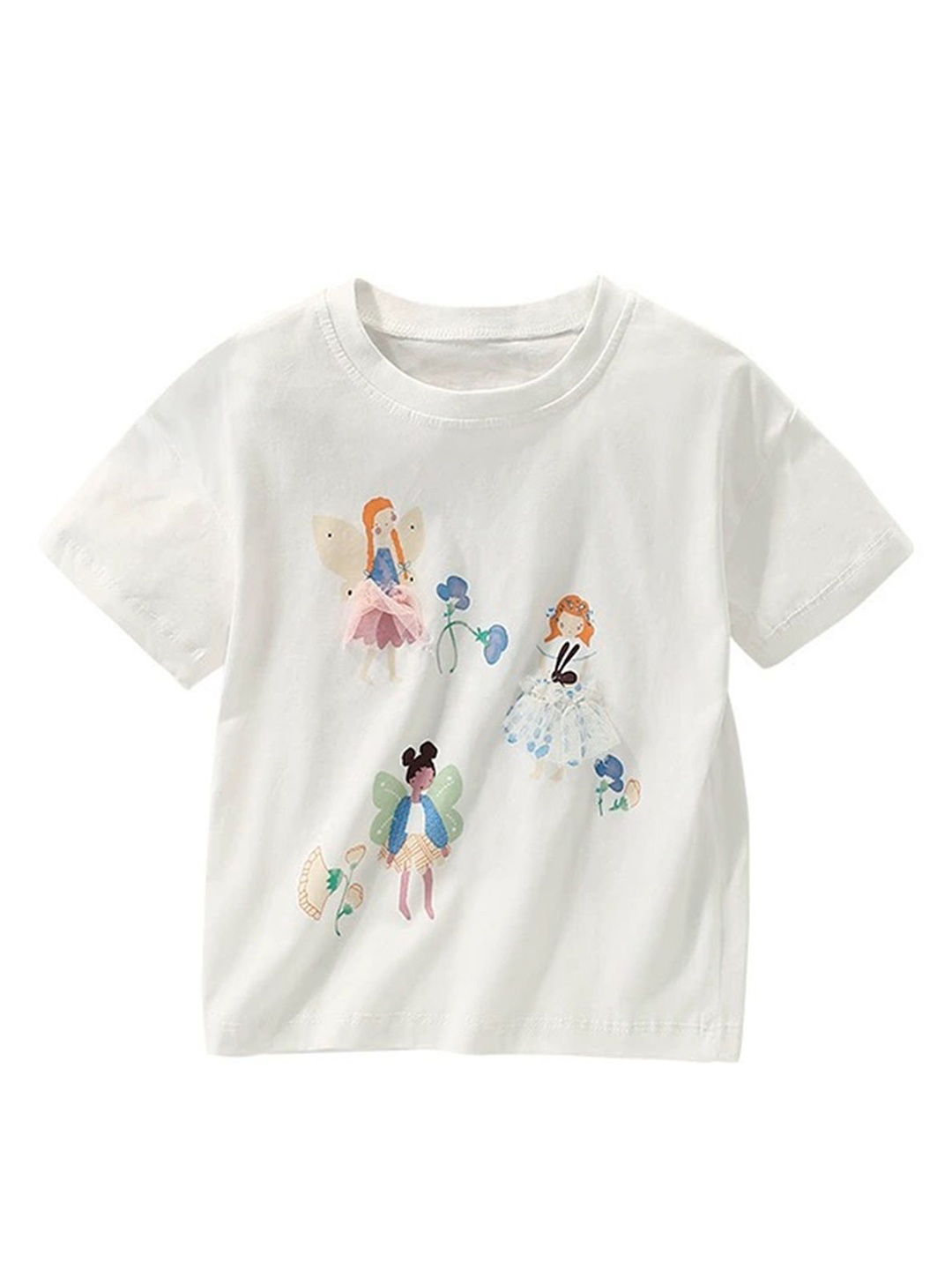 

LULU & SKY Girls Printed Applique T-shirt, White