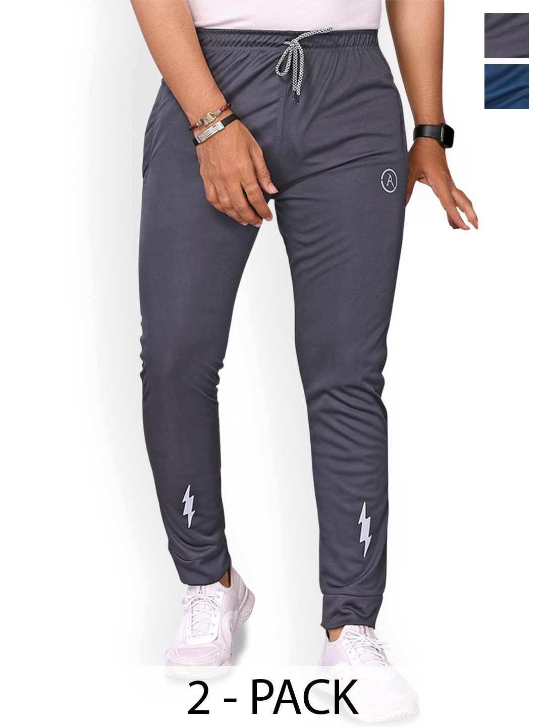 

Moda Rapido Men Pack Of 2 Regular Fit Mid Rise Joggers, Blue