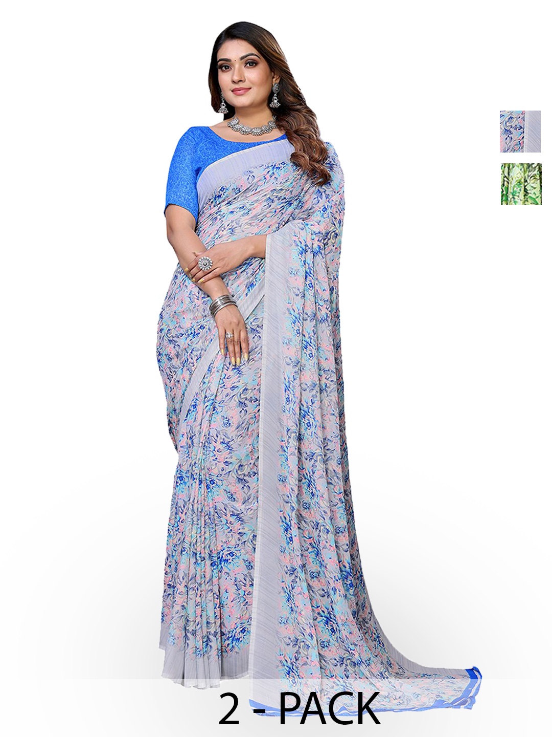 

Moda Rapido Floral Poly Georgette Saree, Green