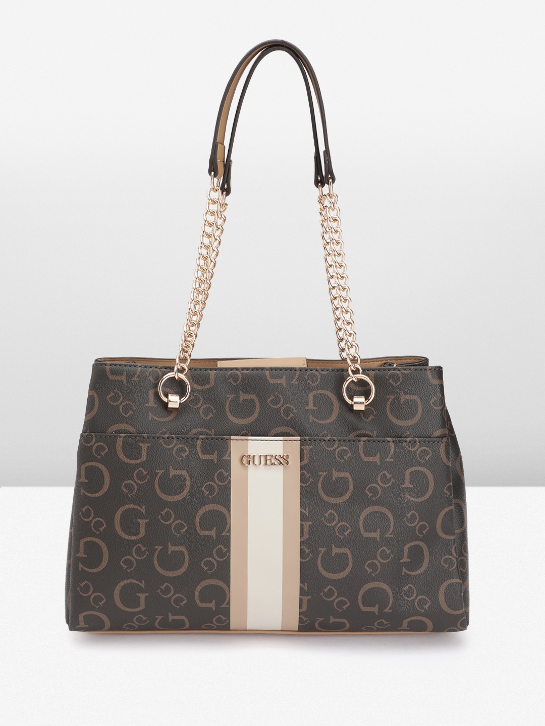 

GUESS Printed Structured Shoulder Bag, Brown