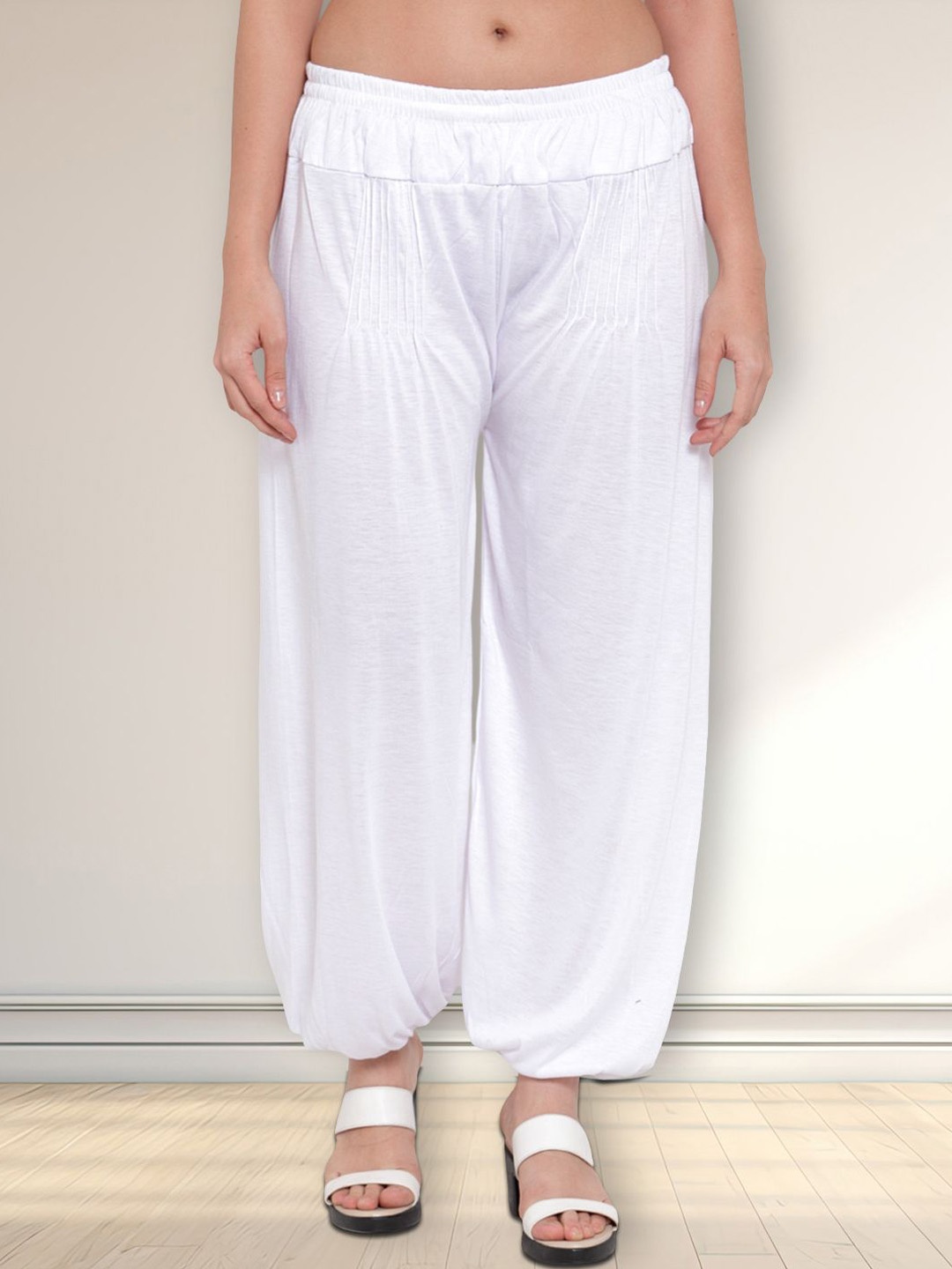 

Jinfo Women Pleated Loose Fit Salwar, White