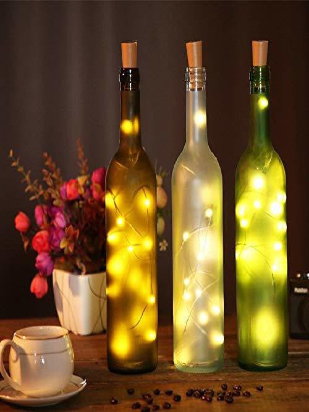 

SPARK WORLD Yellow 3-Pcs Rice Shaped Cork Fairy String Lights