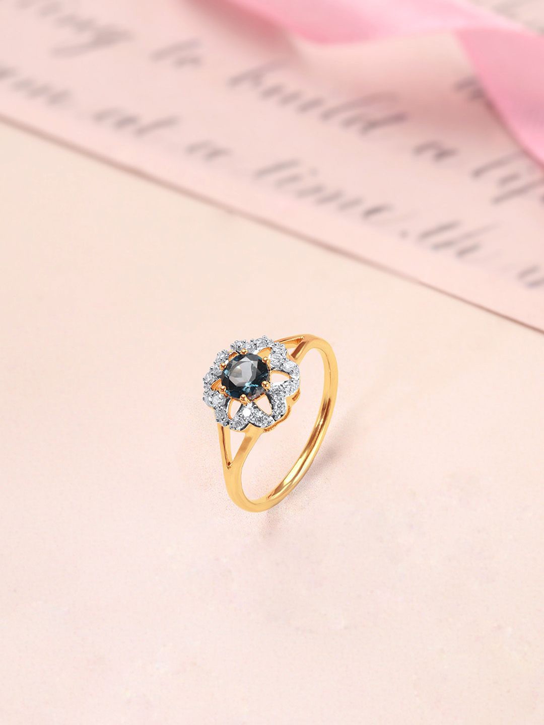

Mia by Tanishq Aqua Crown Diamond & Gold Ring, Yellow