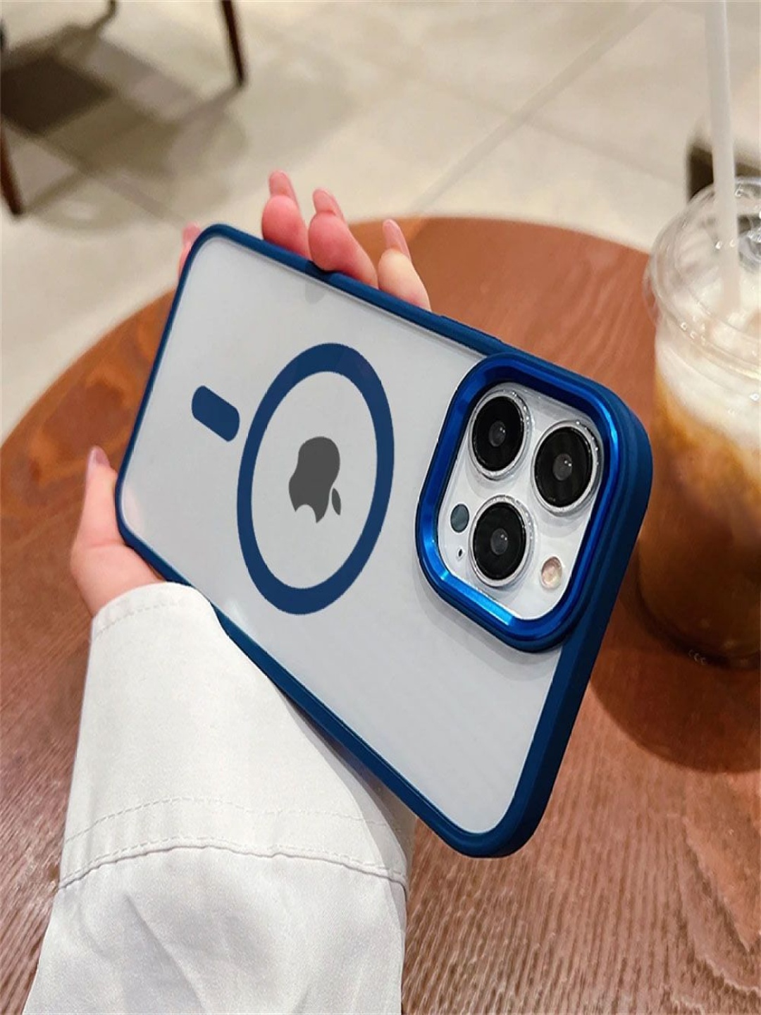 

Luxury Kase LK096 Solid iPhone 13 Pro Max Mag-Safe Magnetic Wireless Charging Back Case, Navy blue