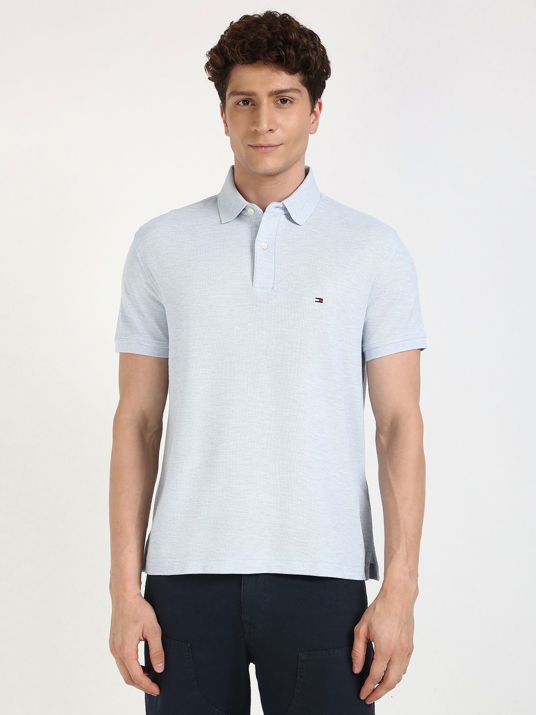 

Tommy Hilfiger Men Solid Polo Collar Cotton T-shirt, Blue