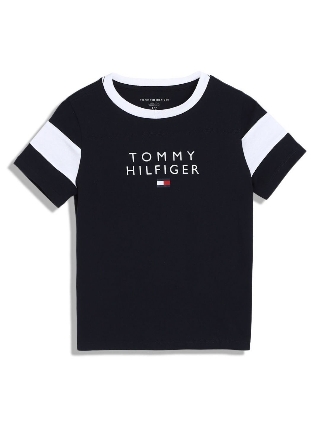 

Tommy Hilfiger Boys Typography Printed Round Neck Cotton T-shirt, Navy blue