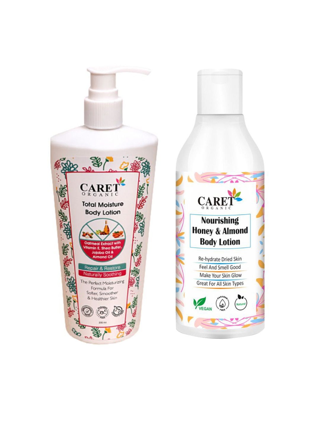 

CARET ORGANIC Set Of 2 Total Moisture -200 ml & Honey Almond Body Lotion - 300 ml, White