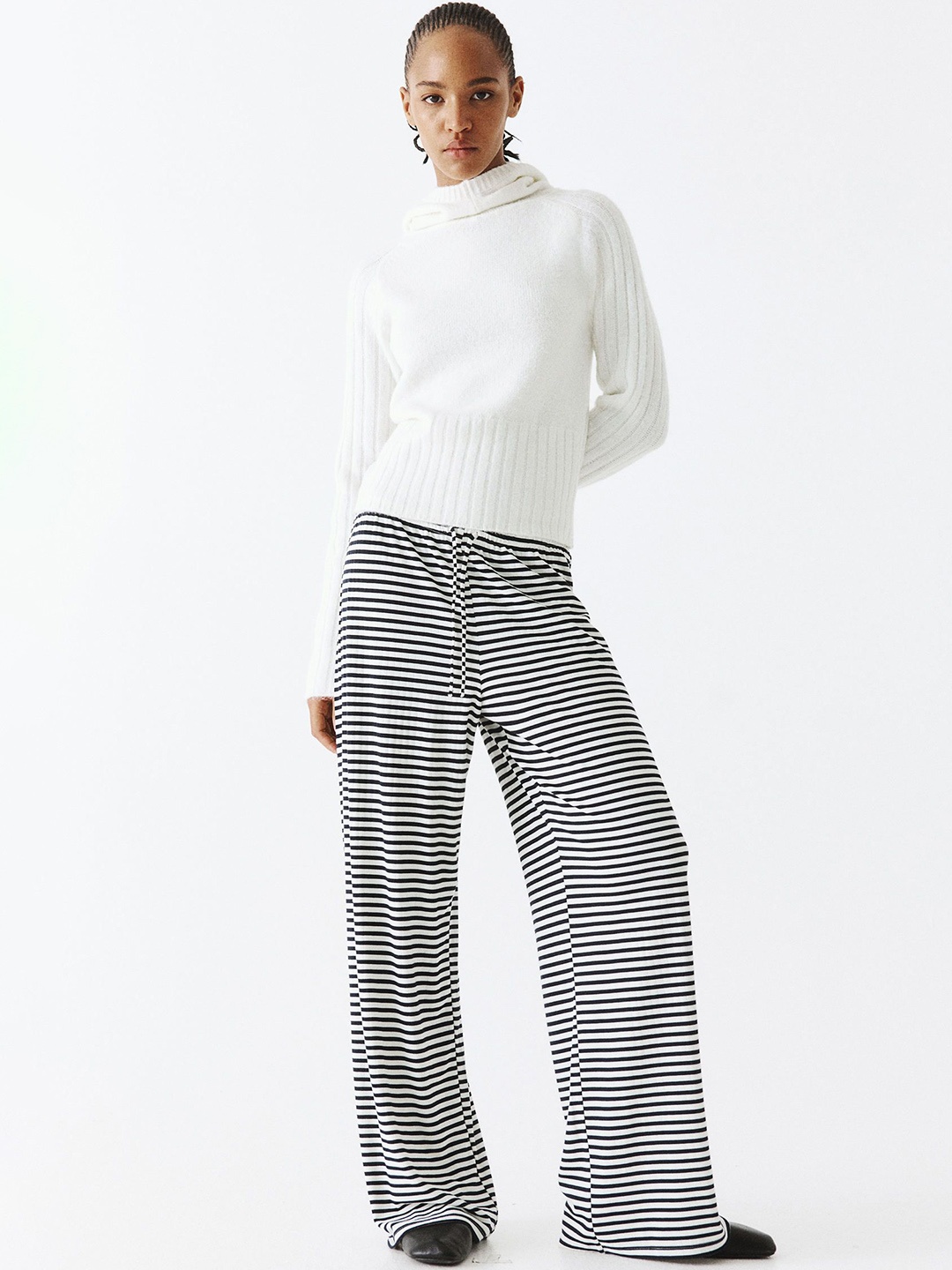 

H&M Wide Drawstring Trousers, Blue