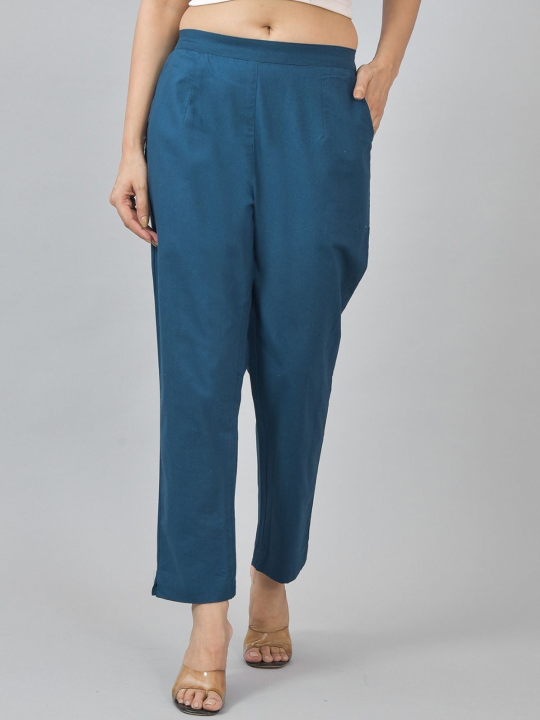 

GiftyBasket Women Relaxed Formal Trousers, Teal