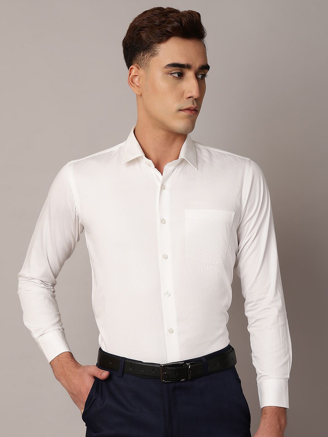 

TQS Men Opaque Formal Shirt, White