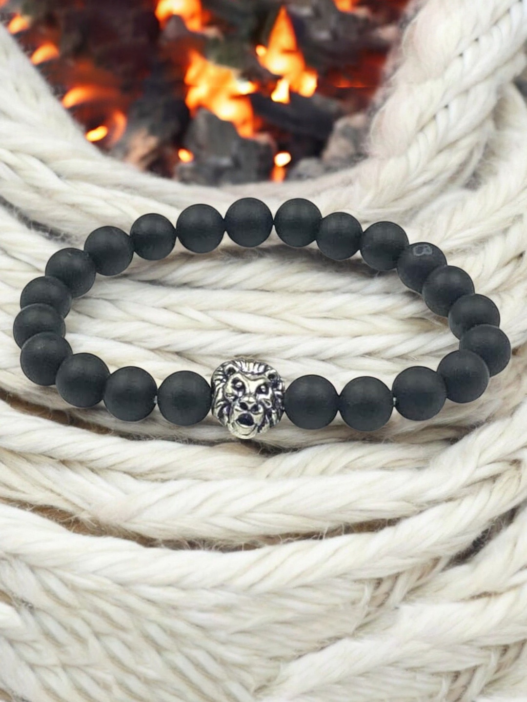 

AKLINA Artificial Beads Beaded Ceramic Elasticated Bracelet, Black