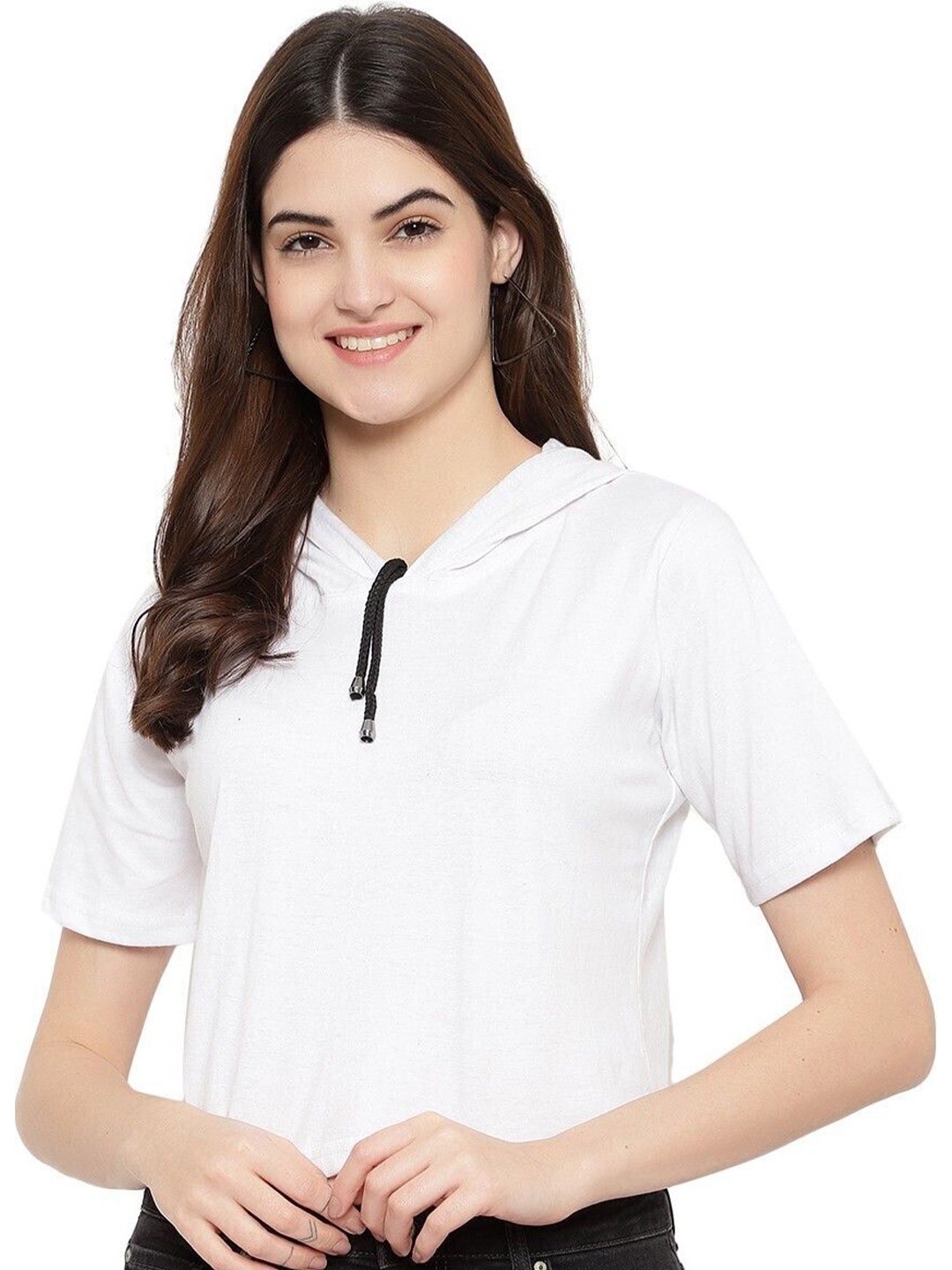 

DEEPMAYRA COLLECTION Women Cotton High-Low Top, White