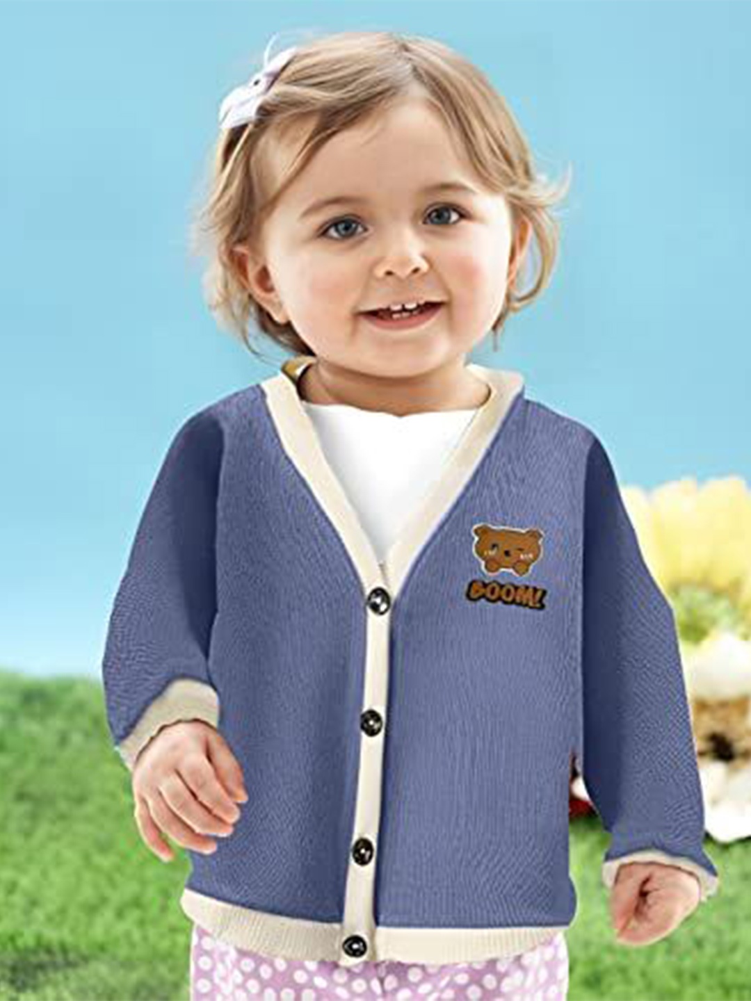 

MOMISY Unisex Kids Cardigan, Blue