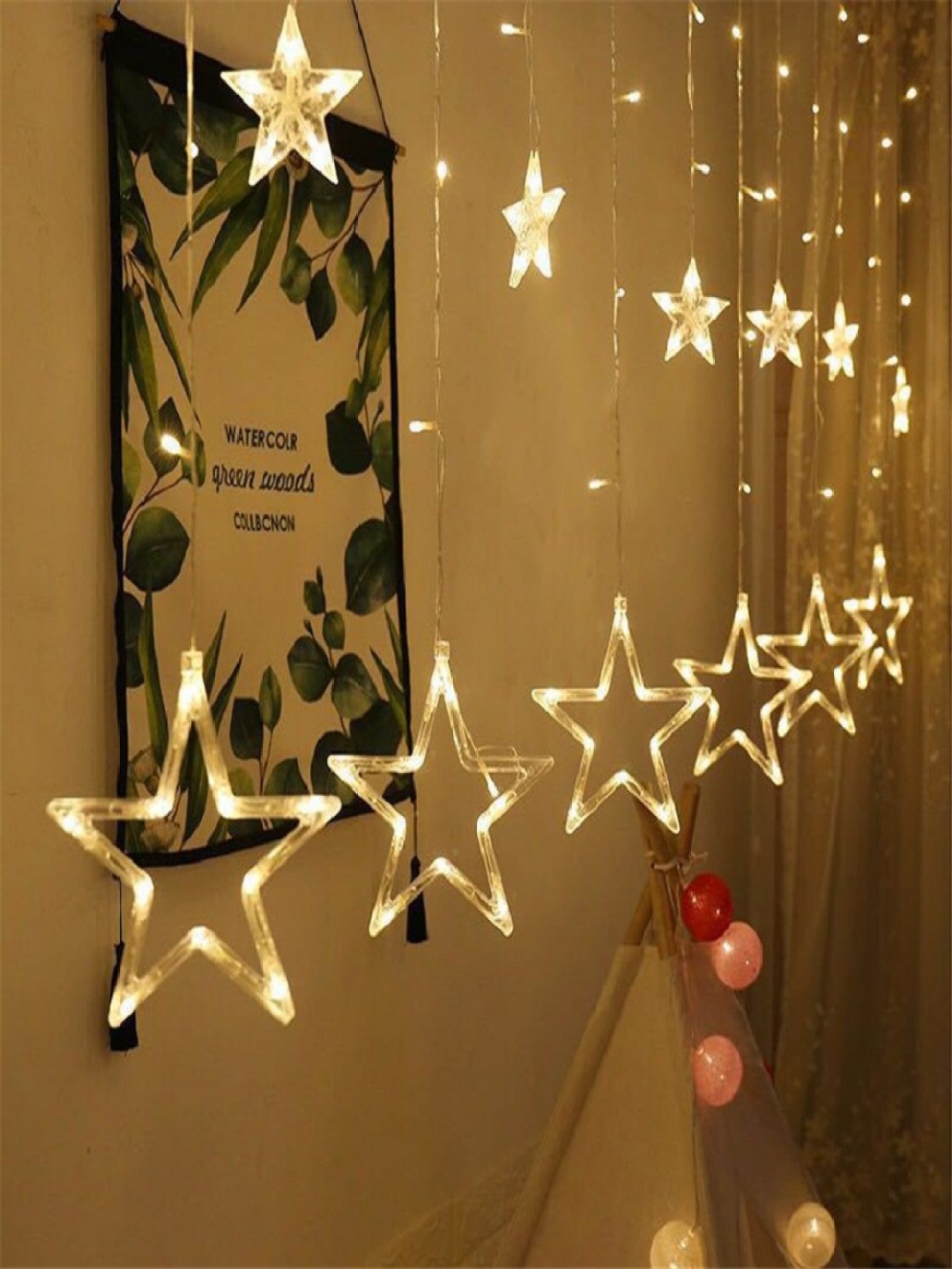 

ENORMITY Golden Yellow Star Shaped LED String Lights, Transparent