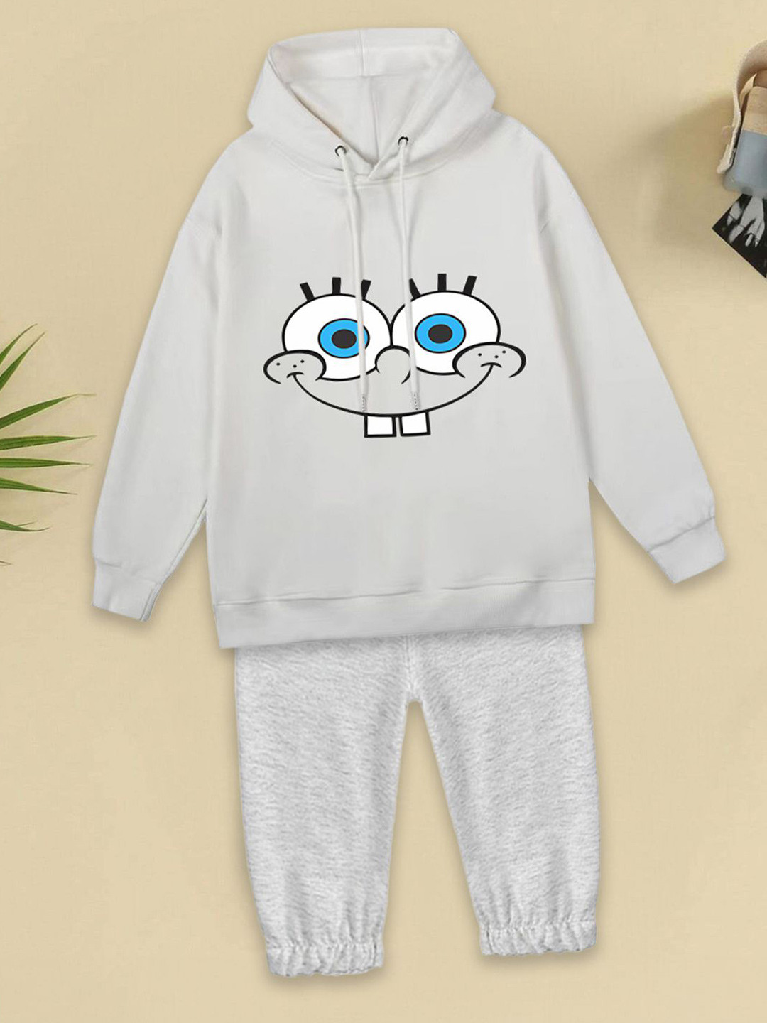 

FOREVER FRIDAY Boys Printed Hooded Pure Cotton Sweatshirt With Joggers, Grey