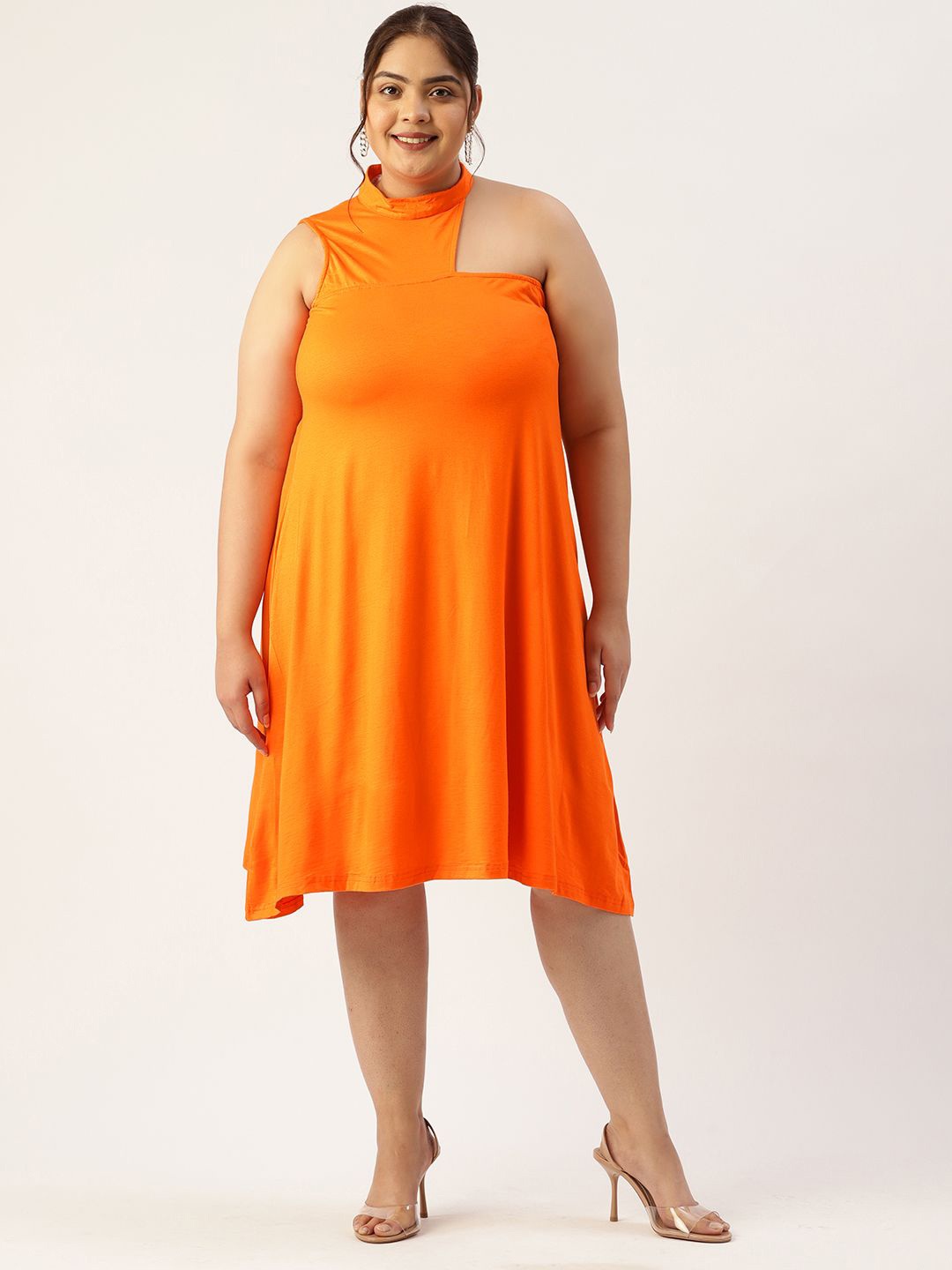 

theRebelinme Plus Size A-Line Midi Dress, Orange