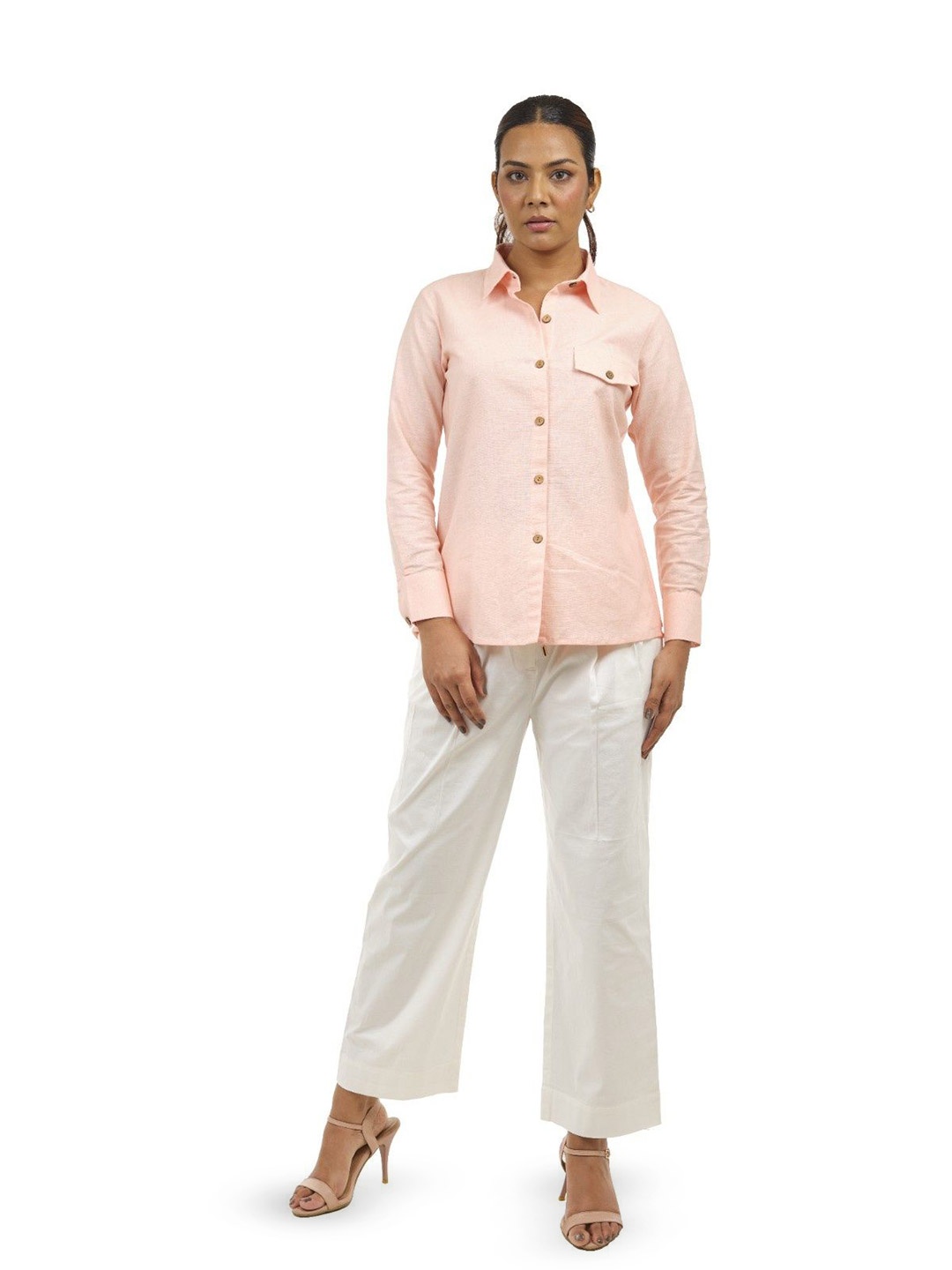 

LUXERAA Long Sleeves Shirt With Trouser, Peach