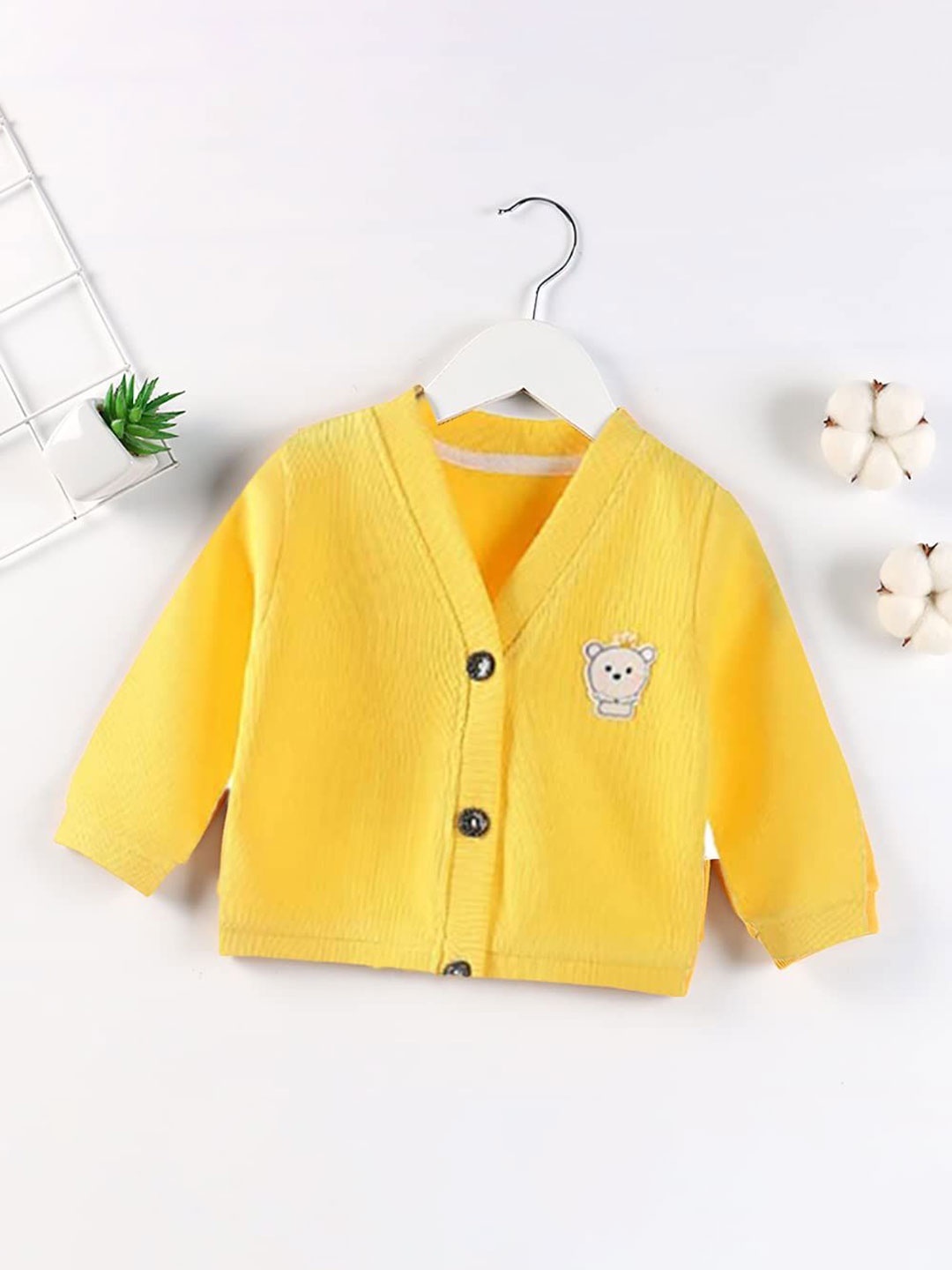 

MOMISY Unisex Kids Printed Cardigan, Yellow