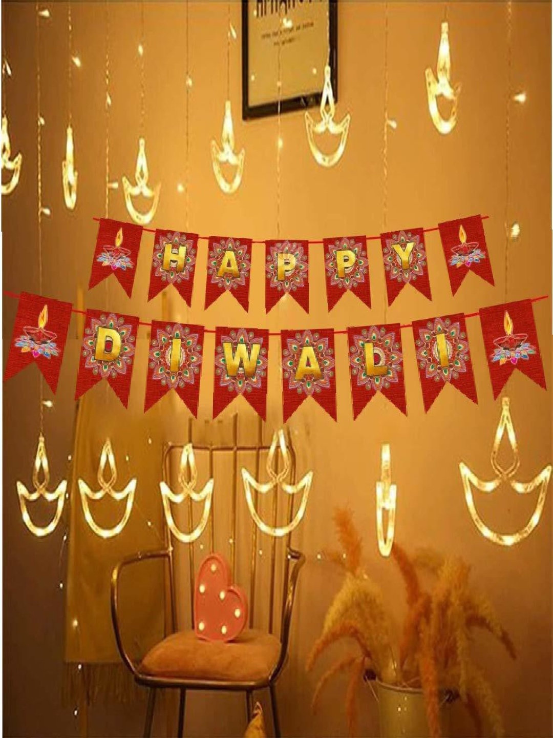 

SPARK WORLD Yellow Diya-Shaped String Lights