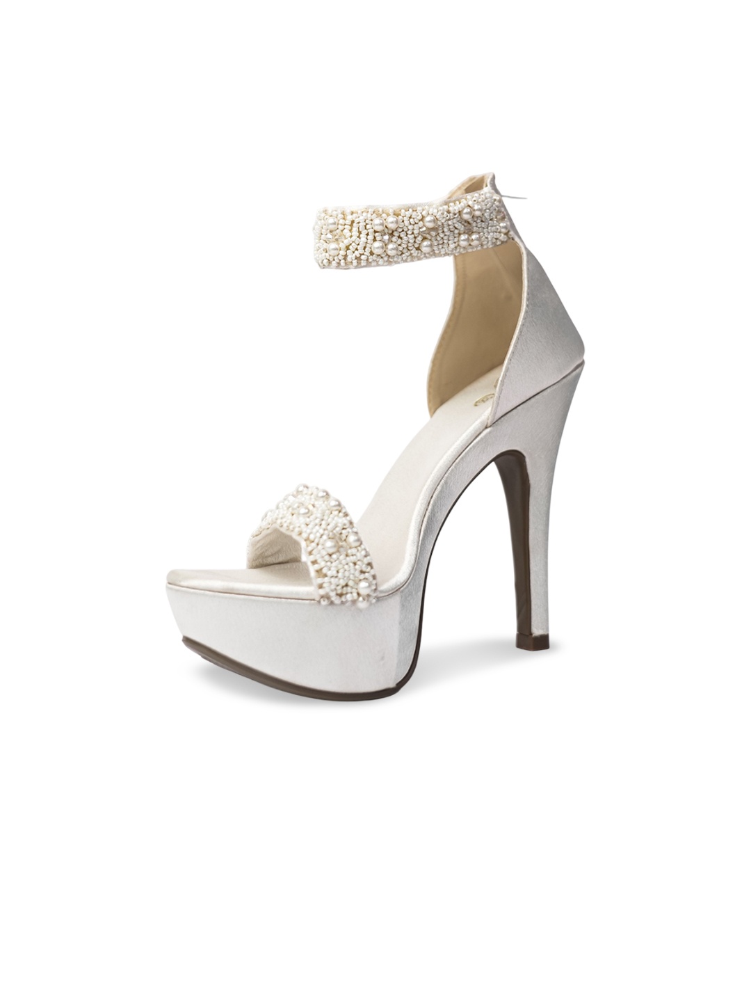 

Sana K Luxurious Footwear Women Embellished Stiletto Heel Sandals, White