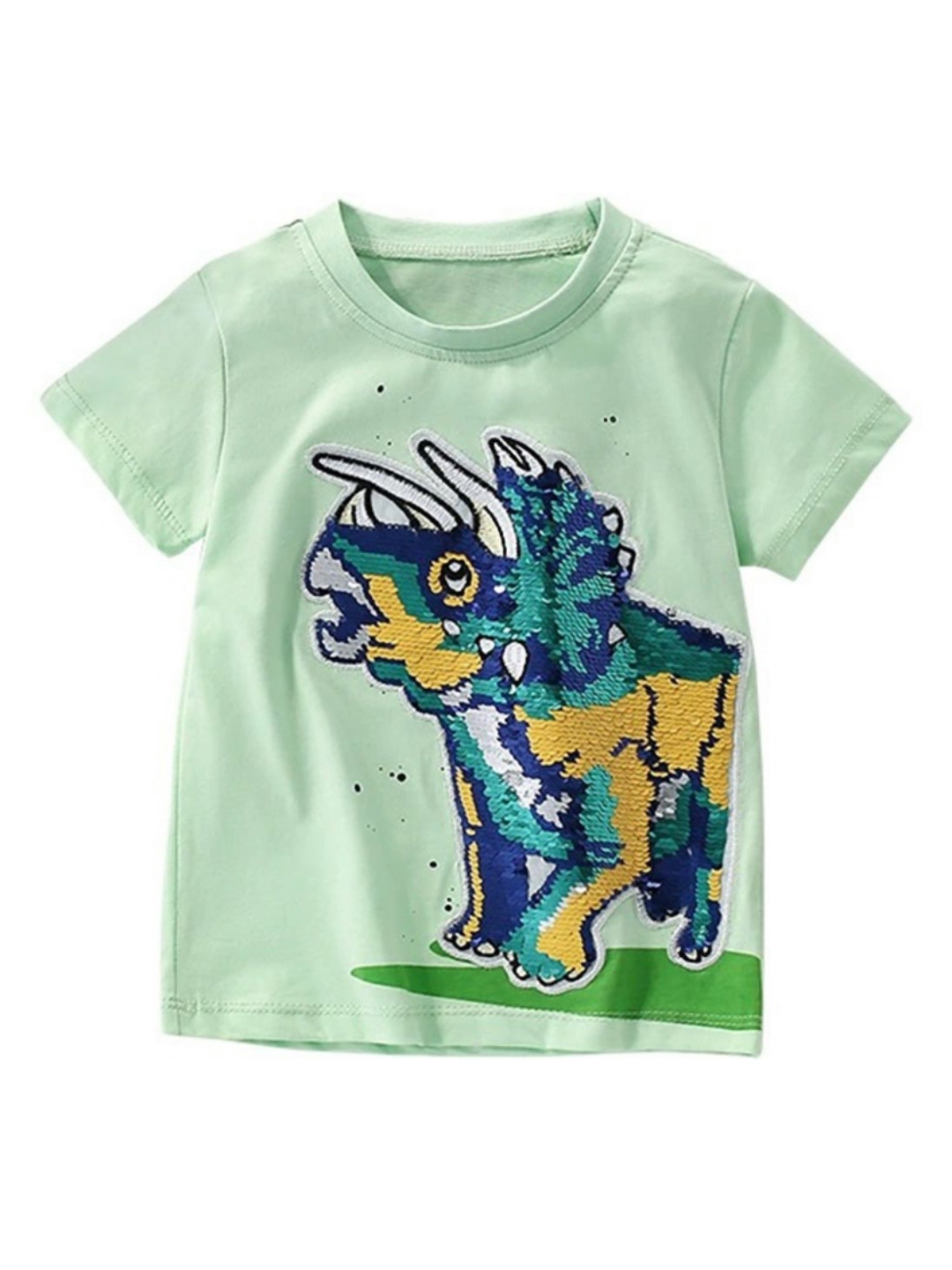 

LULU & SKY Boys Printed Extended Sleeves Raw Edge T-shirt, Green