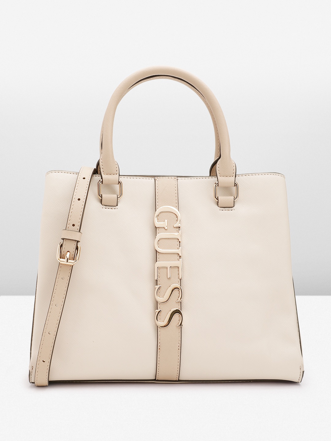 

GUESS Structured Handheld Bag, Beige