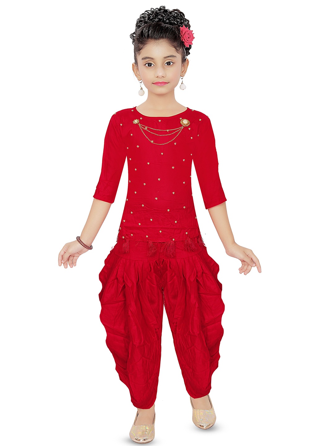 

Epochlite Girls Top with Dhoti Pants, Red