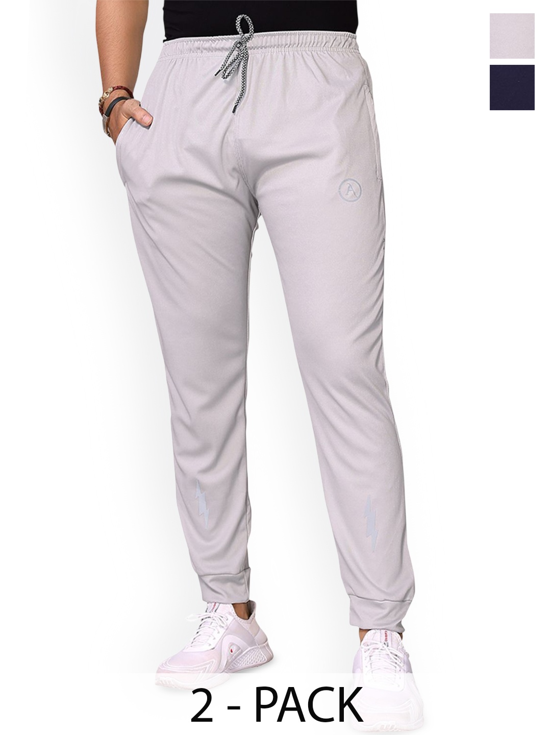 

Moda Rapido Men Pack Of 2 Printed Mid Rise Joggers, Navy blue