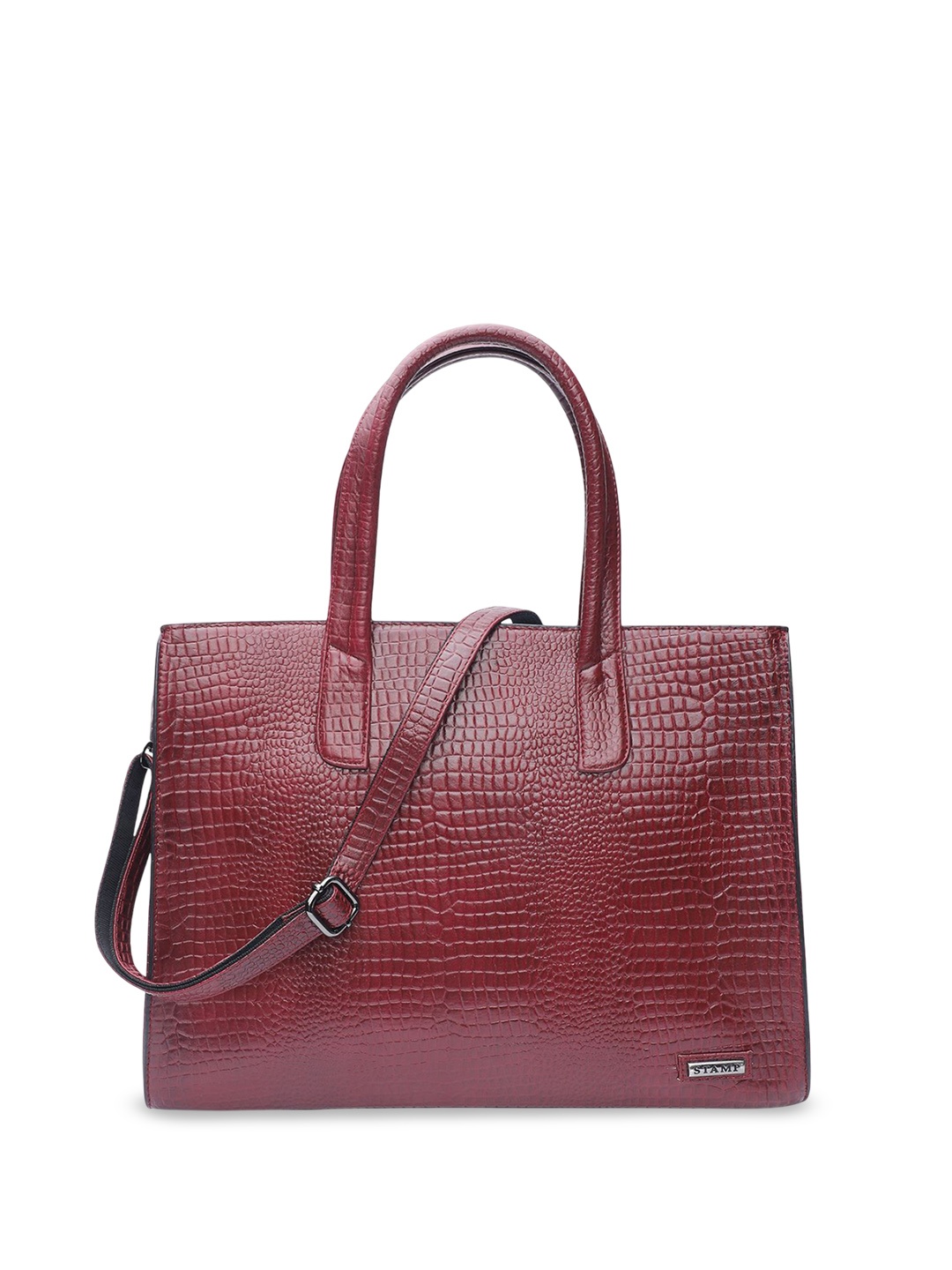

Stamp Leather Shopper Handheld Bag, Magenta