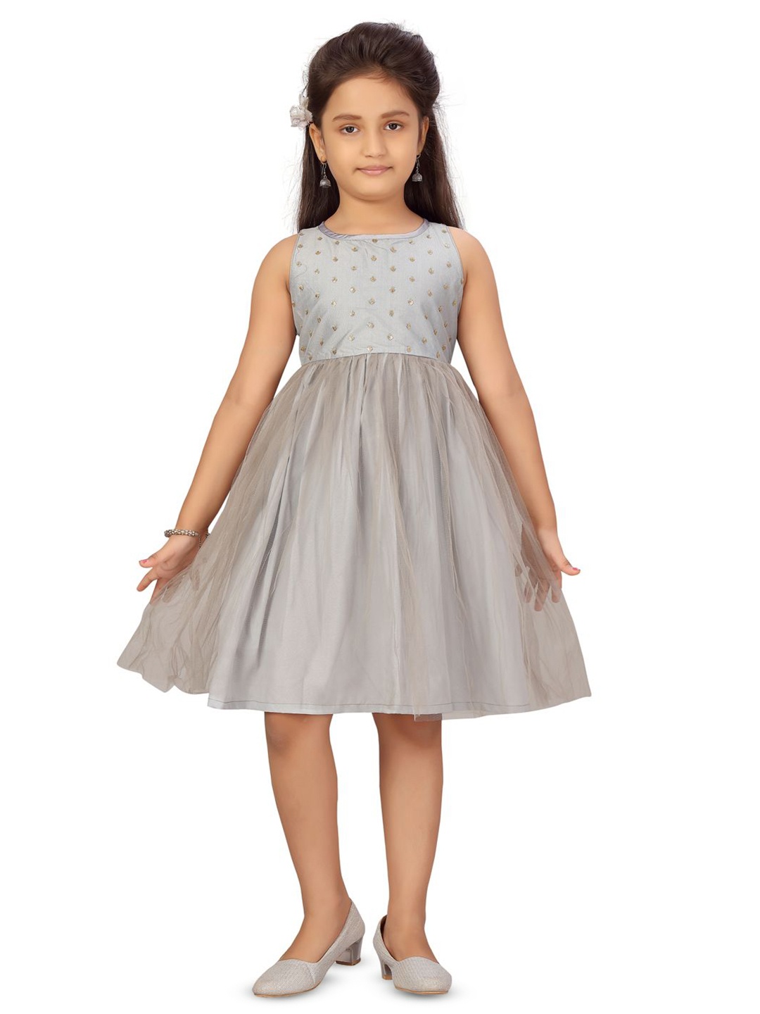 

Sangria Girls Fit and Flare Dress, Grey