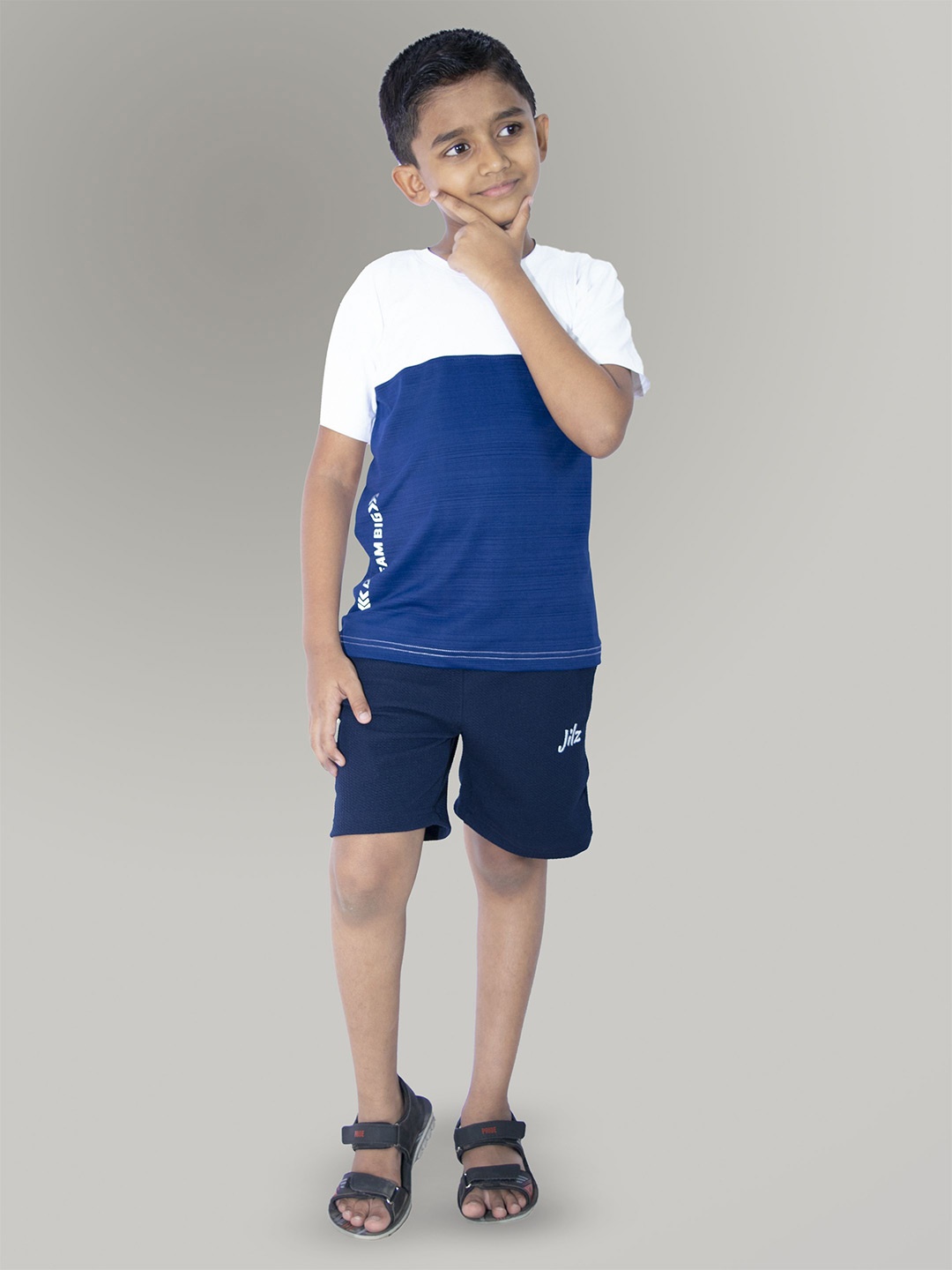

JILZ Boys Colourblocked Short Sleeves T-Shirt With Shorts, White