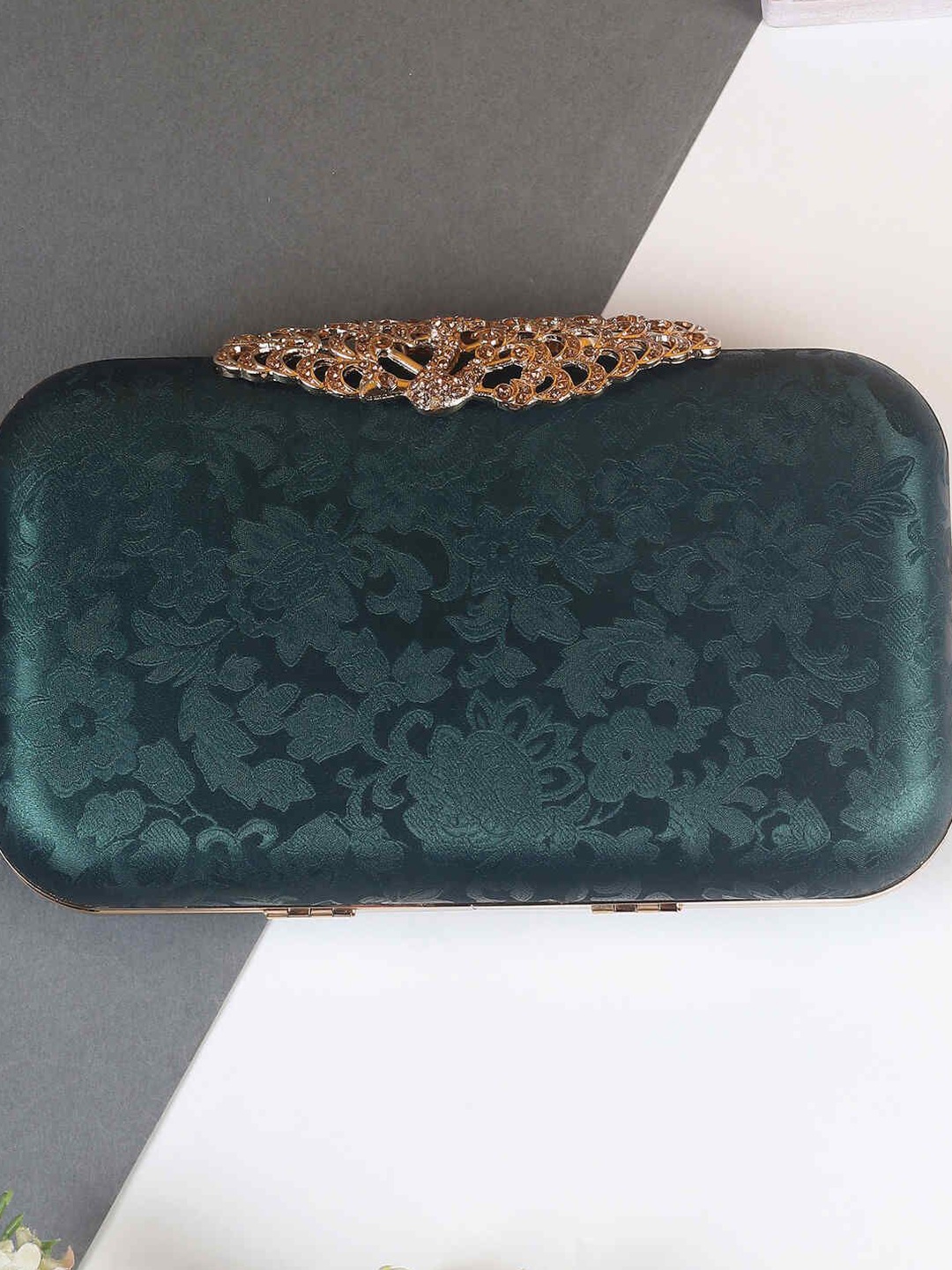 

Metro Printed Box Clutch, Green