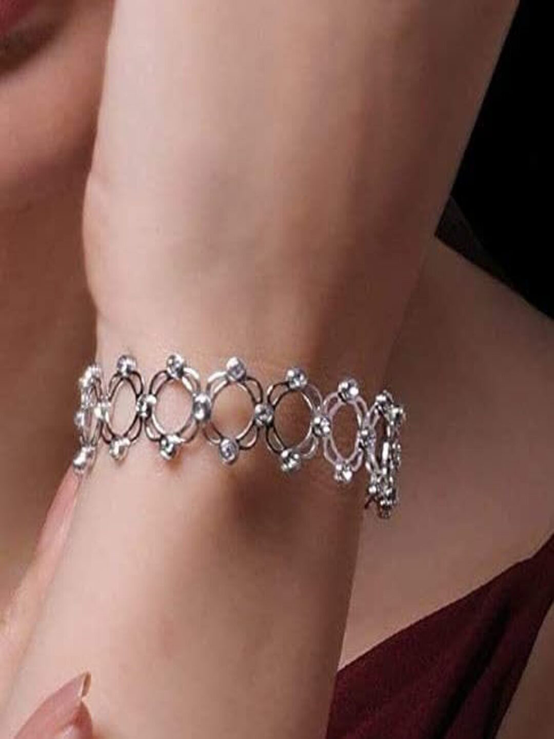 

Paavni Girls 925 Sterling Silver Rhodium-Plated Cubic Zirconia Wraparound Bracelet