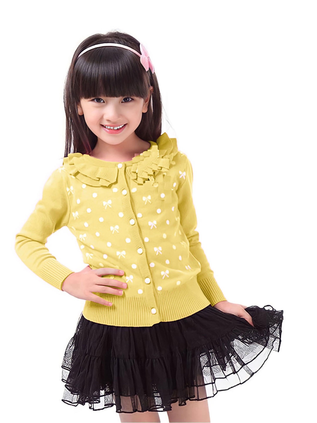 

MOMISY Unisex Kids Cardigan, Yellow