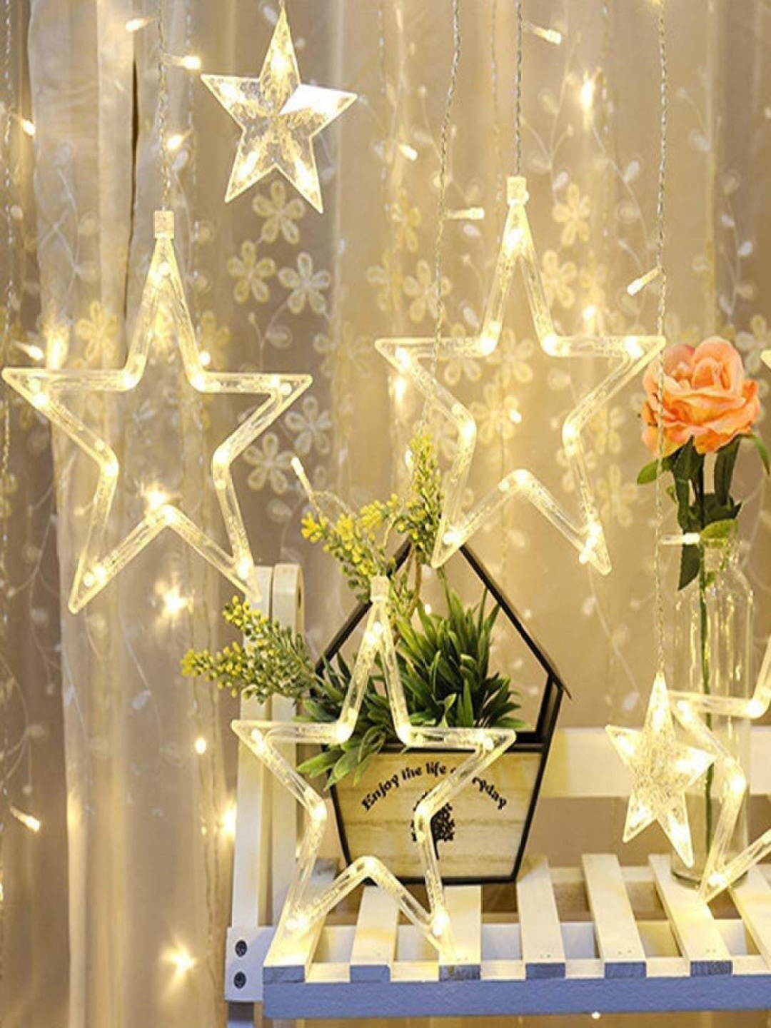 

ENORMITY Yellow & White Star Shape String Lights