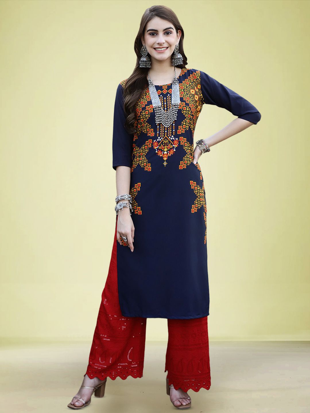 

Moda Rapido Ethnic Motifs Printed Kurta, Blue