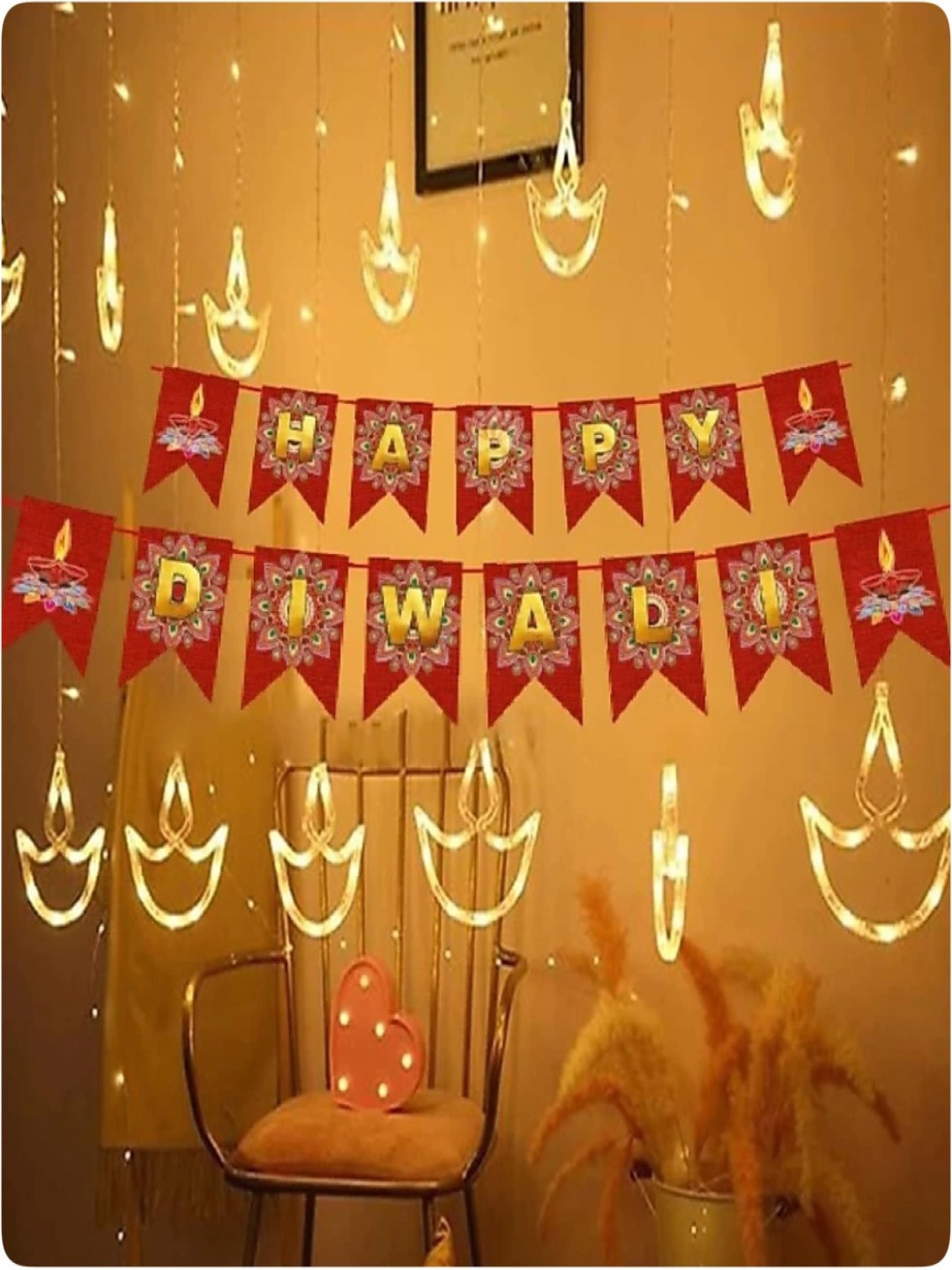 

SPARK WORLD Yellow Diya-Shaped String Lights