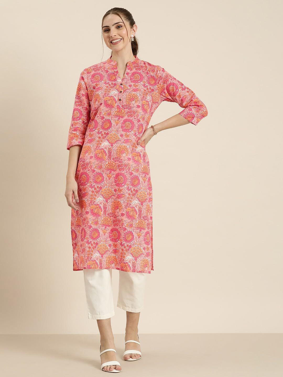 

13-Star Print Halter Neck A-Line Midi Dress, Pink
